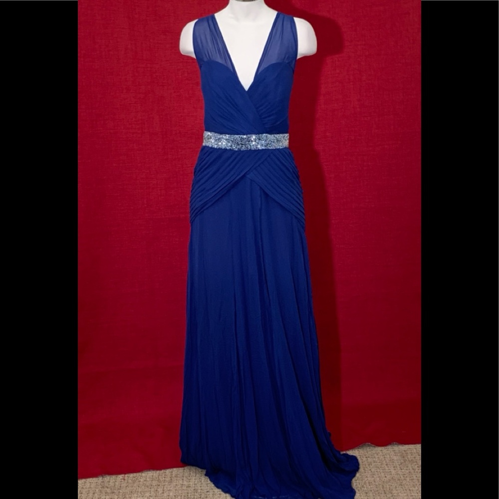 NICOLE MILLER INDIGO BLUE FORMAL GOWN $1035 SZ 8